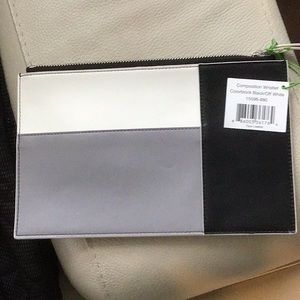 Vera Bradley Composition Wristlet  Colorblock Black/Off White. New
